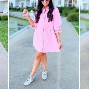 Apricot Lane boutique pink denim dress - oversized